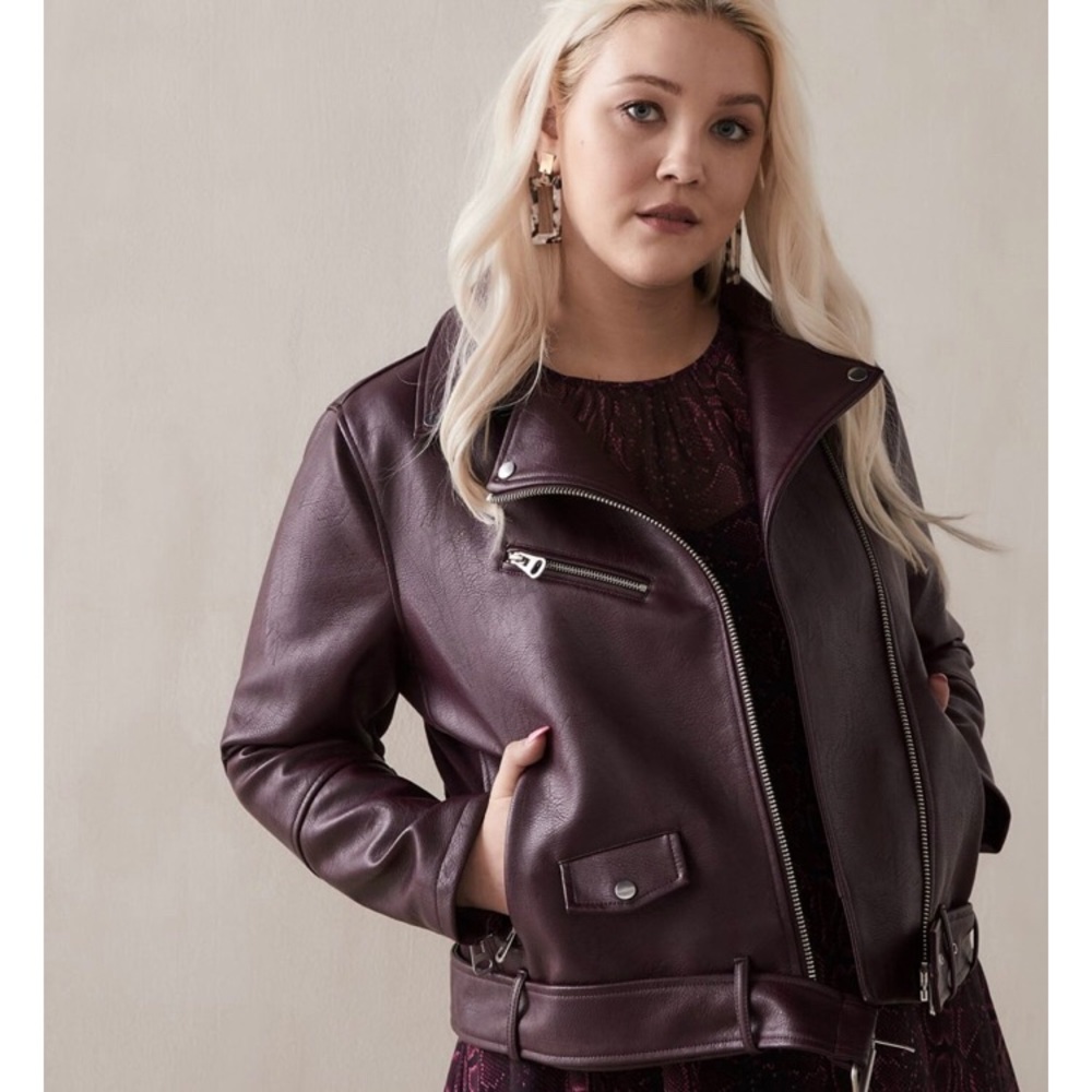 Addition Elle - faux leather jacket purple